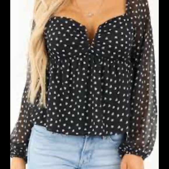 Lime lush  Black Heart Pattern Blouse nwt - Picture 2 of 9